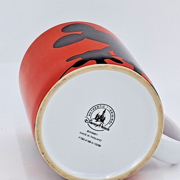 Disney Mickey Mouse Silhouette Mug Red Black Text Print Coffee Cup Minimalist - Picture 6 of 6